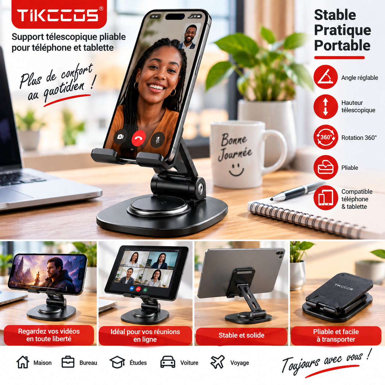 Support téléphone pliable TIKCCOS