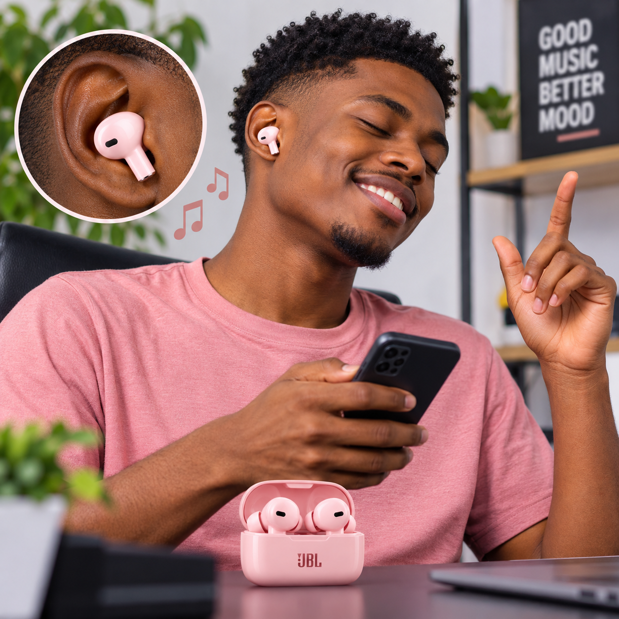 Écouteurs JBL sans fil roses