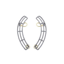 14K Yellow Gold New Designer Ear Cuff Earrings, Pave Diamond 925 Silver Anniversary Jewelry