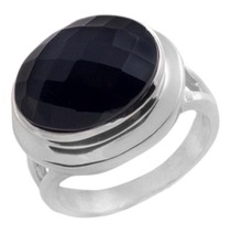 Attractive Designer Black Onyx Oval Sterling Silver Rings
