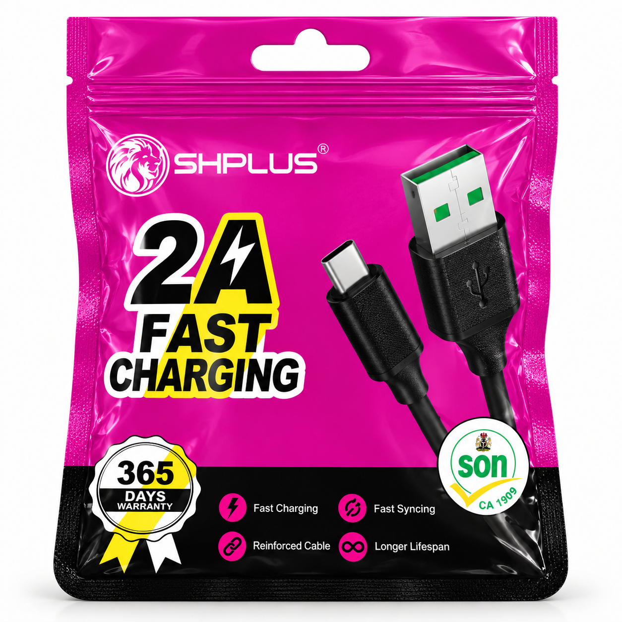 Câble  Phantom SHPLUS 2A Fast Charging (USB-C)