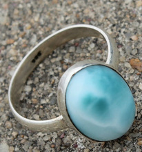 925 Sterling Silver Larimar Gemstone Classic Ring