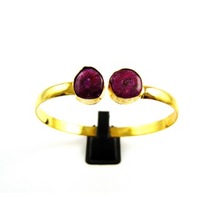 Beautiful Stone Pink Solar Druzy 18k Gold Plated New Fashion Double Stone Adjustable Girl/Women Brass Bangle9