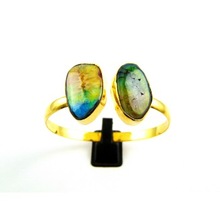 Stunning Rainbow Solar Druzy Quartz 18k Gold Plated Exotic Design Natural Druzy Gemstone Bangle For Girl/Women