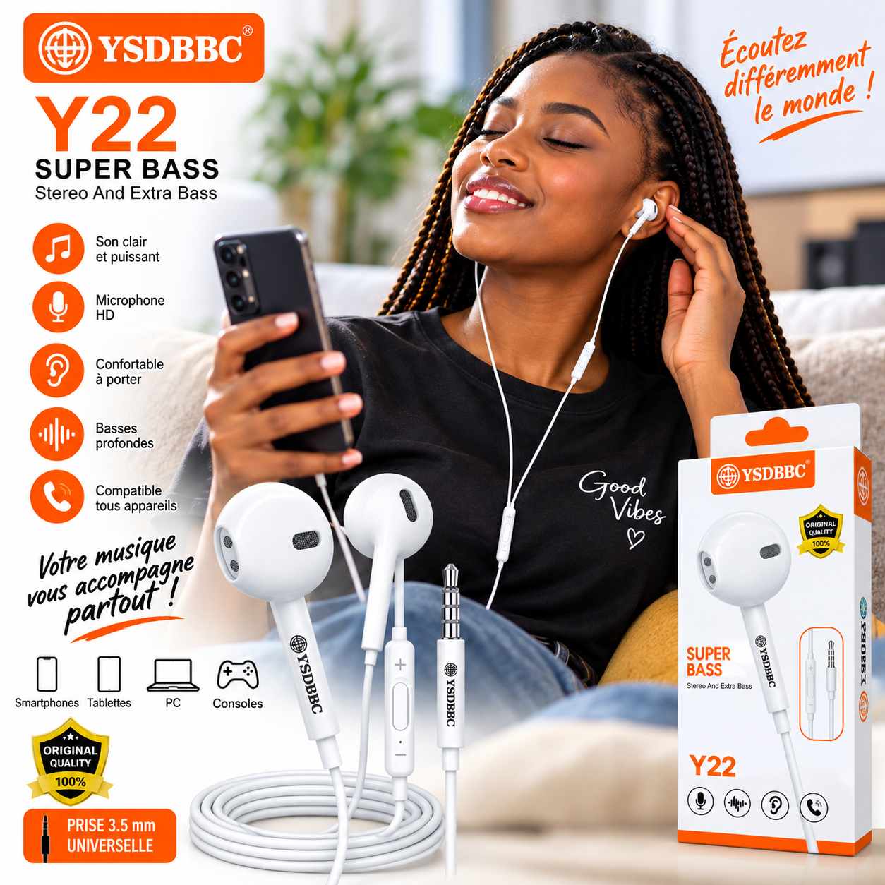 Écouteurs YSDBBC Y22 Super Bass