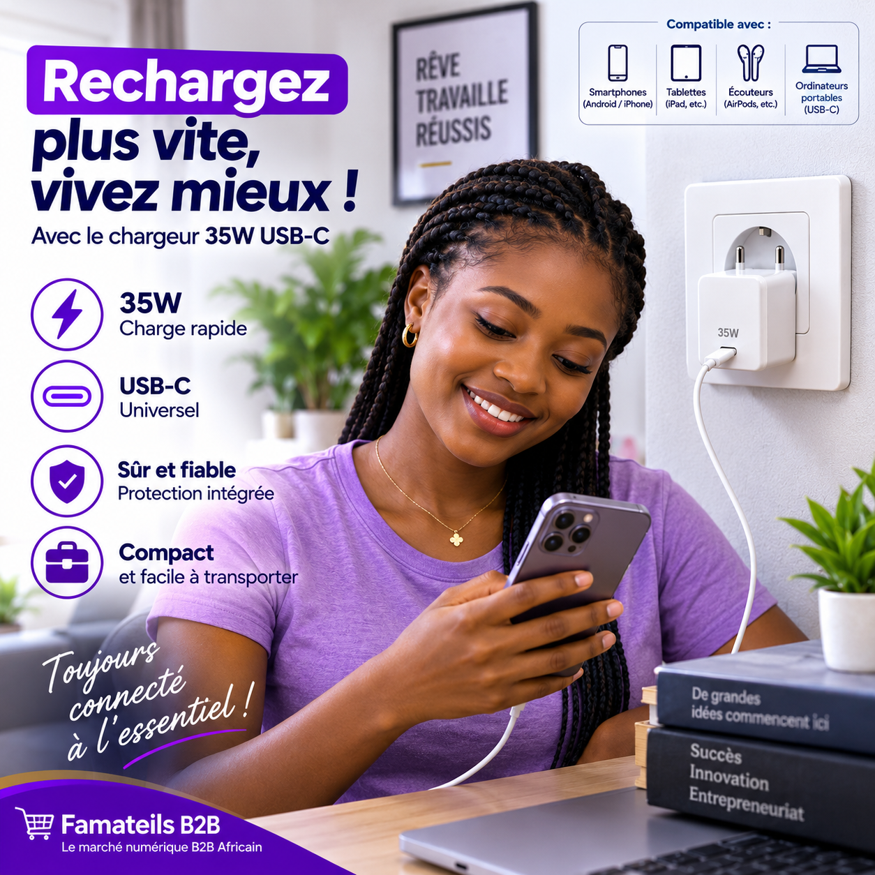 Chargeur 35W USB-C avec câble Lightning