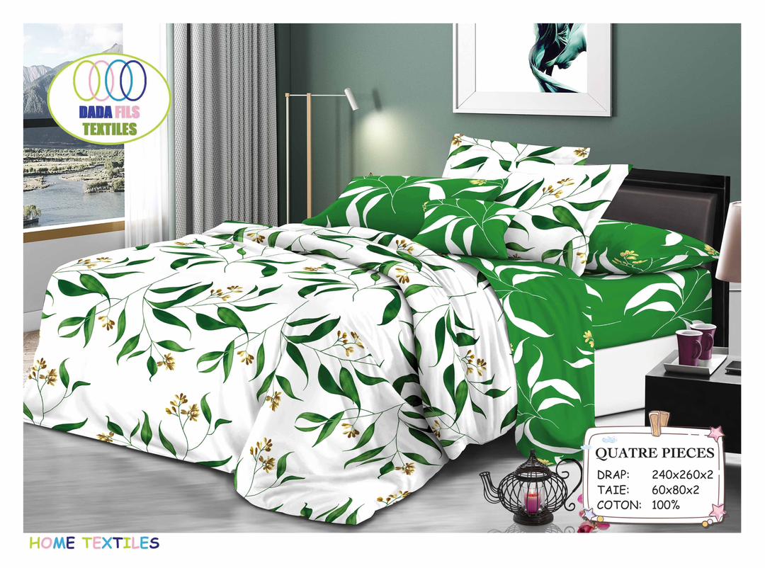 3-Piece Flat Sheets, 240 x 260 cm, 100% Cotton