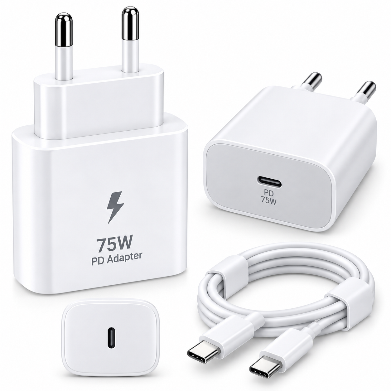 Chargeur EU 75W PD avec câble USB-C 5A