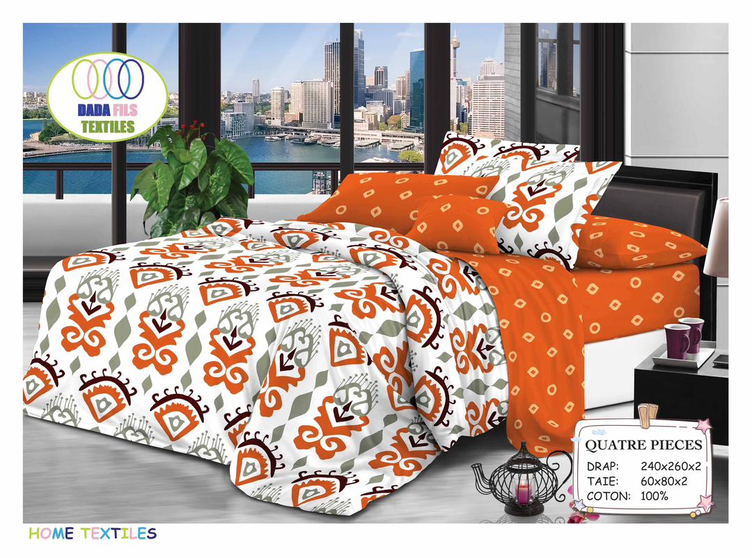 3-Piece Flat Sheets, 240 x 260 cm, 100% Cotton