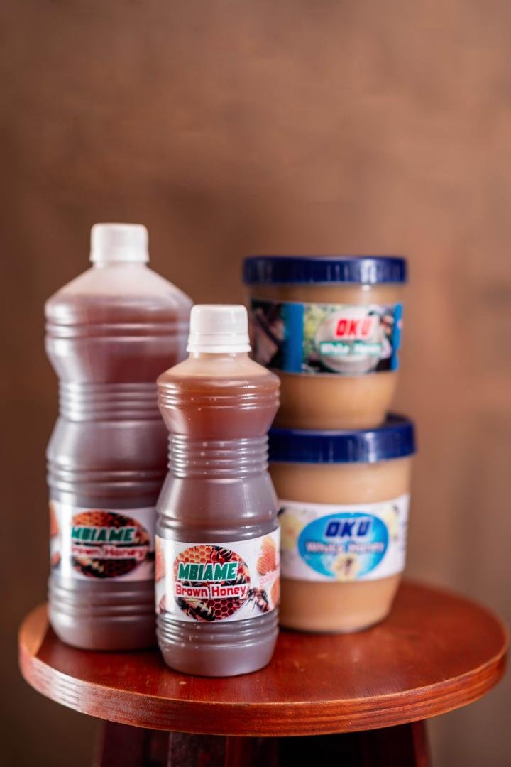 OKU white honey, MBIAME brown honey