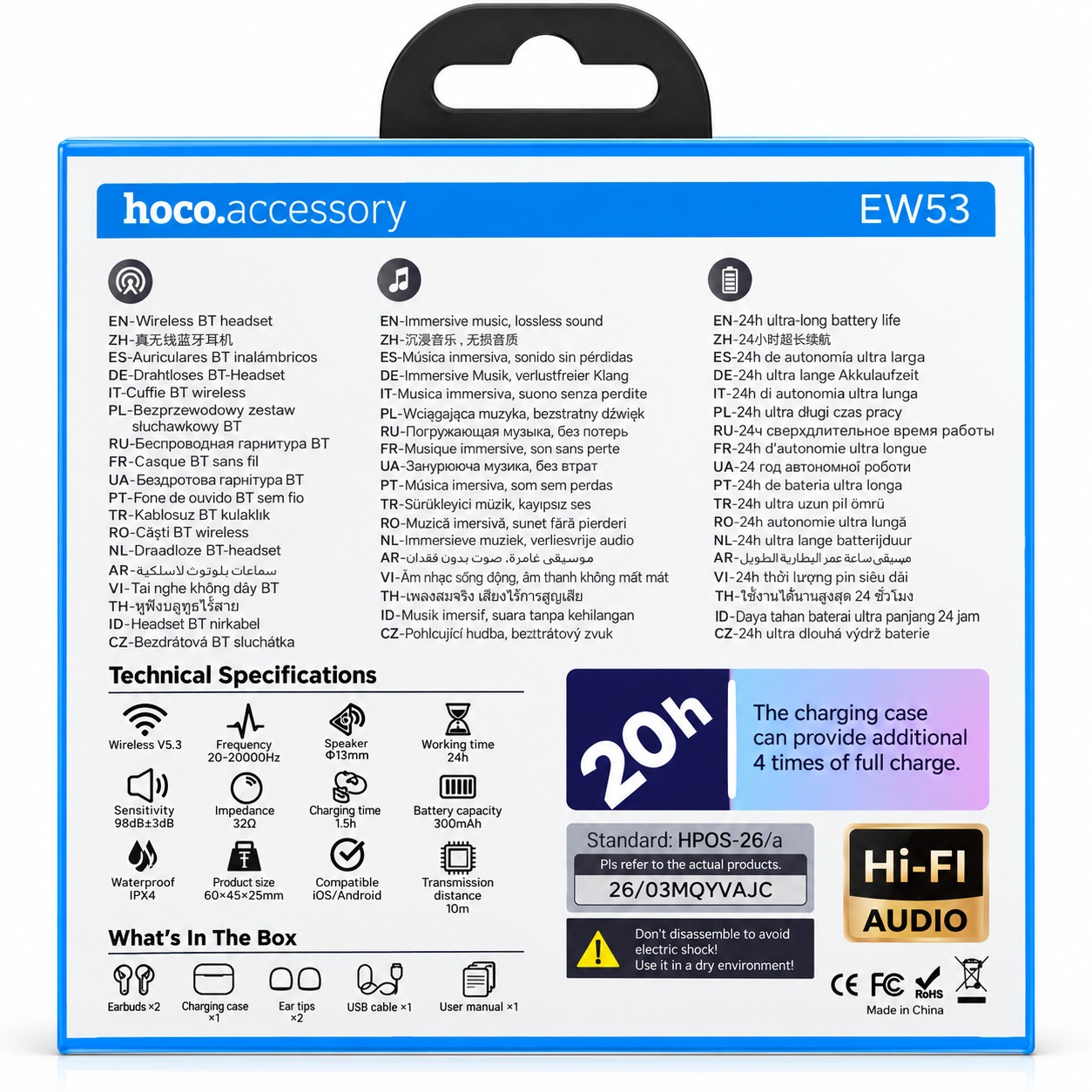 Hoco EW53 – Écouteurs sans fil Bluetooth 5.3