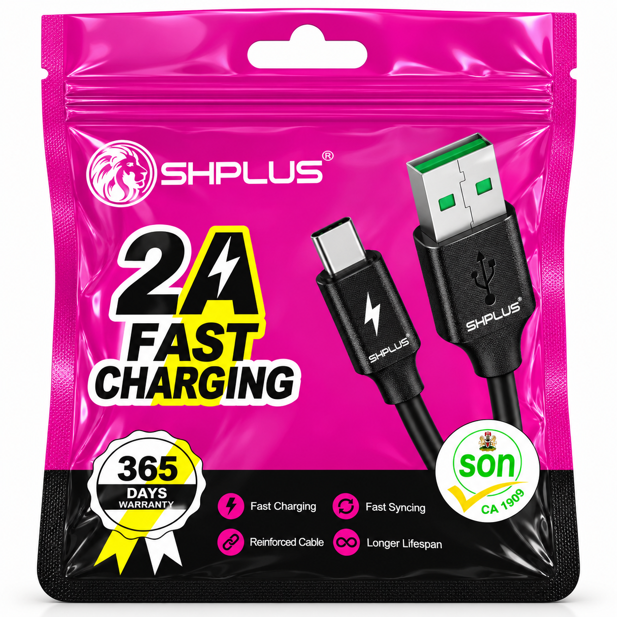 Câble  Phantom SHPLUS 2A Fast Charging (USB-C)