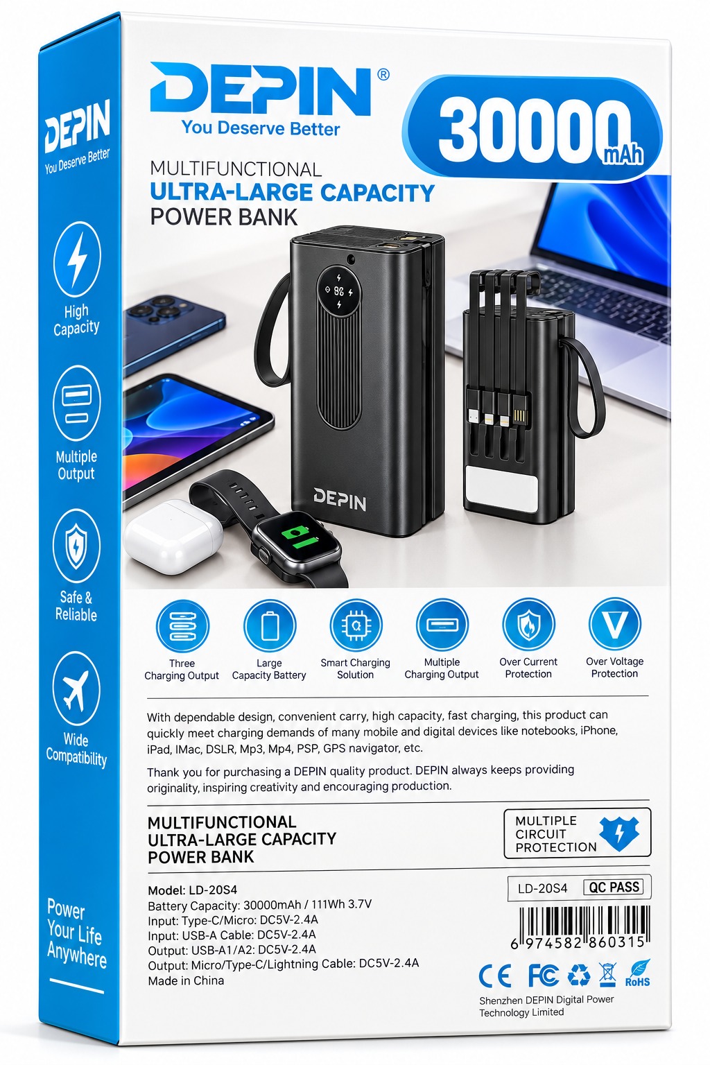 Power Bank DEPIN 30 000 mAh