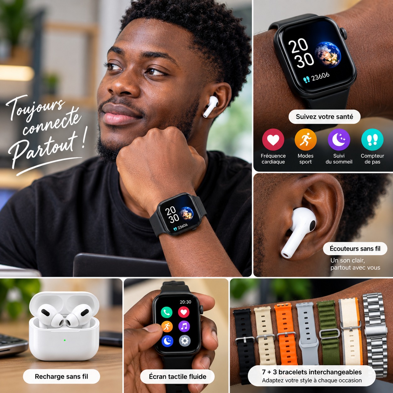 Montre connectée + Écouteurs sans fil