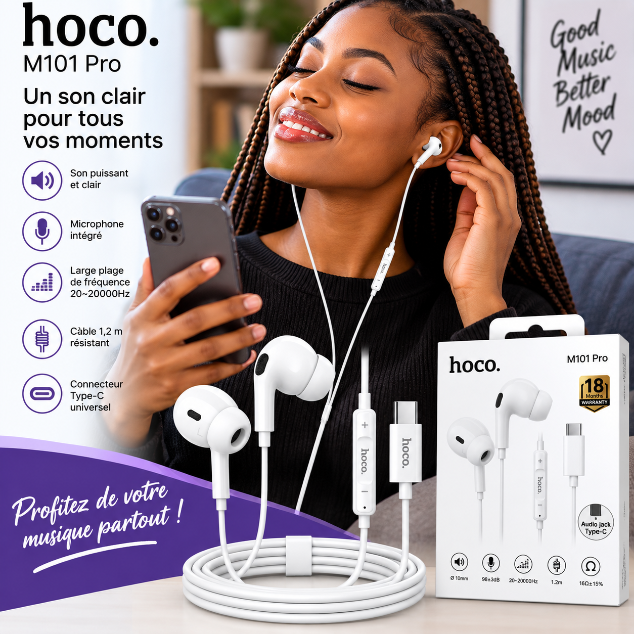Écouteurs Hoco M101 Pro (Type-C)