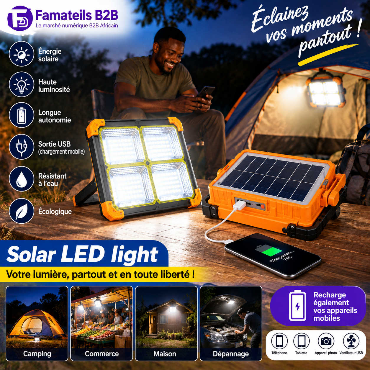 Lampe solaire LED portable
