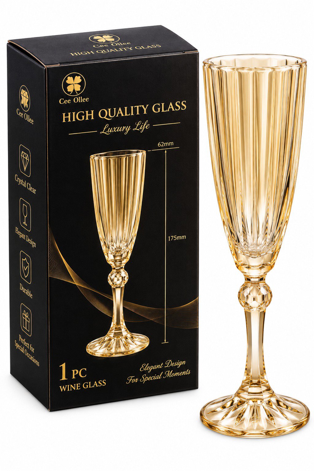 verres dorée en coupe