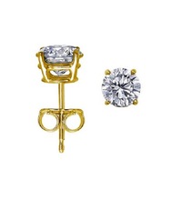 Certified 0.60 Tcw VVS2 Clarity Solitaire Real Natural White Diamonds Stud Earring 14Kt Yellow Gold at best price