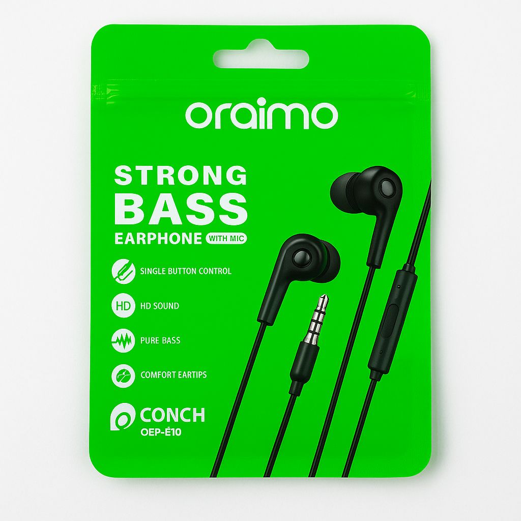 Oraimo Conch OEP-E10 – Strong Bass Earphones with Mic