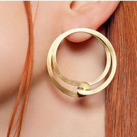 American Style Large Oval Gold Plated Custom Fashion Stud Girls Wear Earring