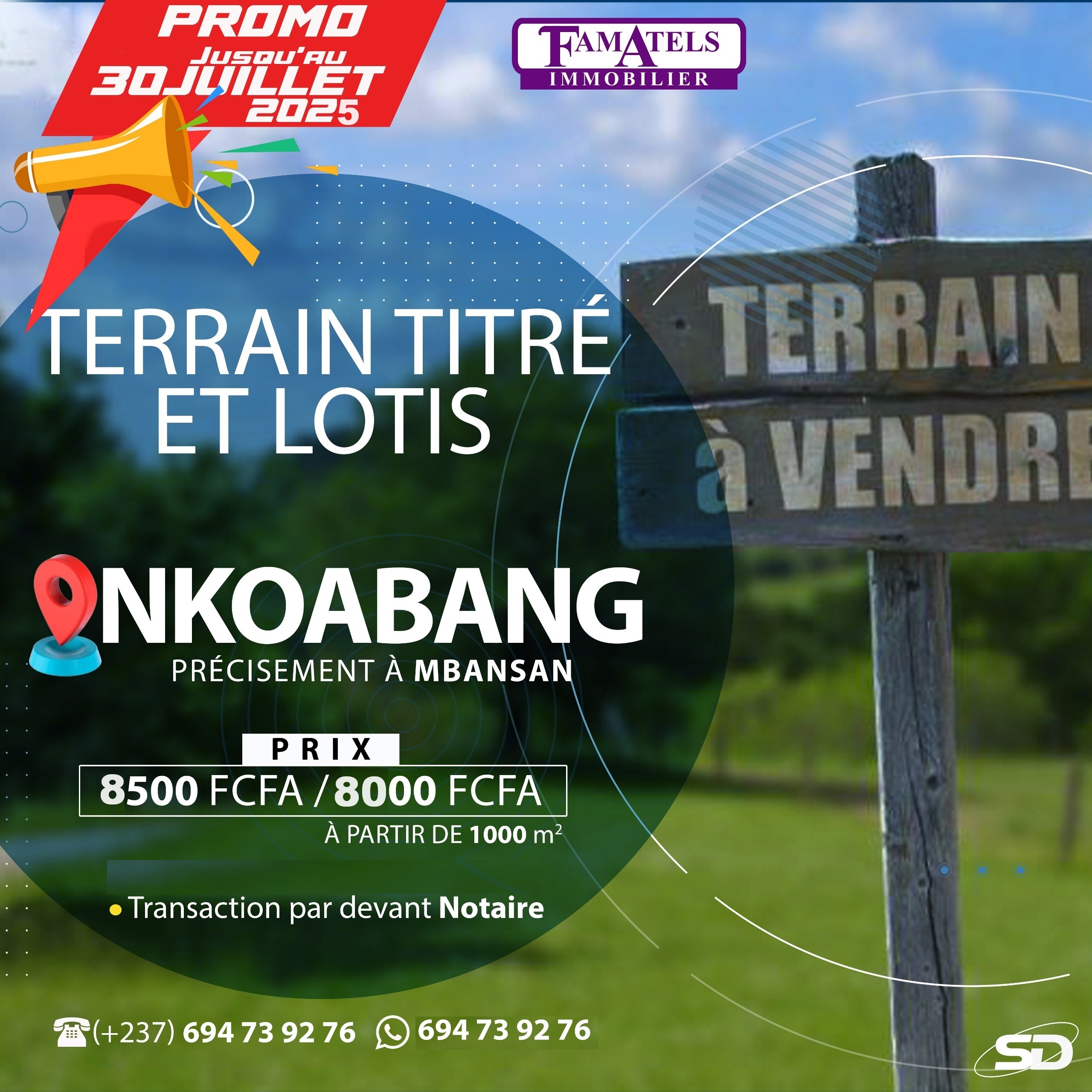 titled and serviced land for sale in Nkoabang (Yaoundé)