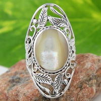 Fraternity 925 sterling silver mother of pearl gemstone ring wholesale silver jewellery exporter supplier