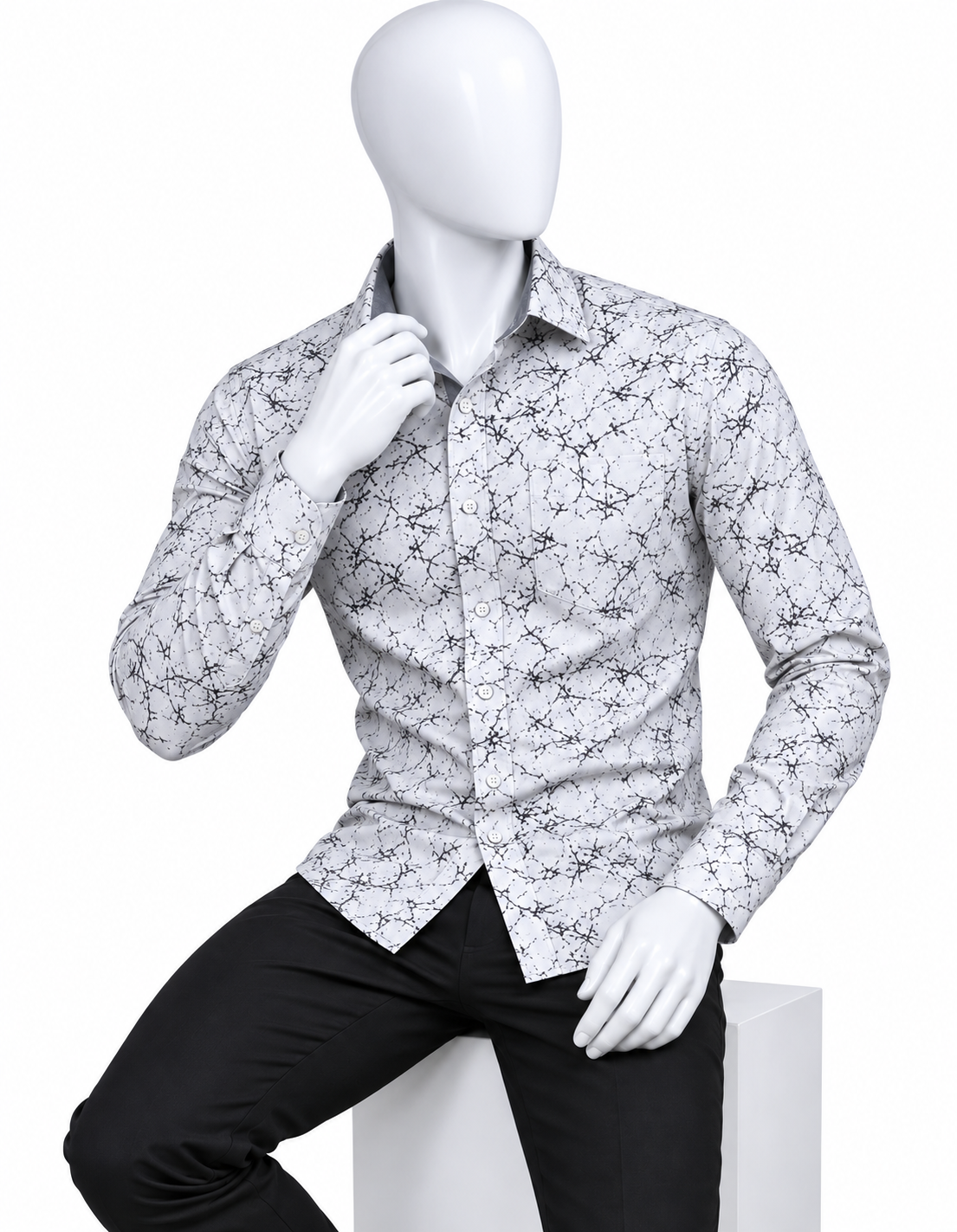 Chemise Homme Blanche à Motifs