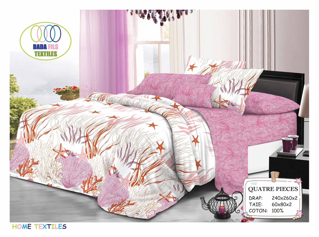 3-Piece Flat Sheets, 240 x 260 cm, 100% Cotton