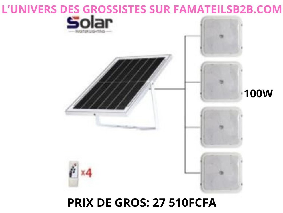 Un panneau solaire avec 4 lumières de 100W 