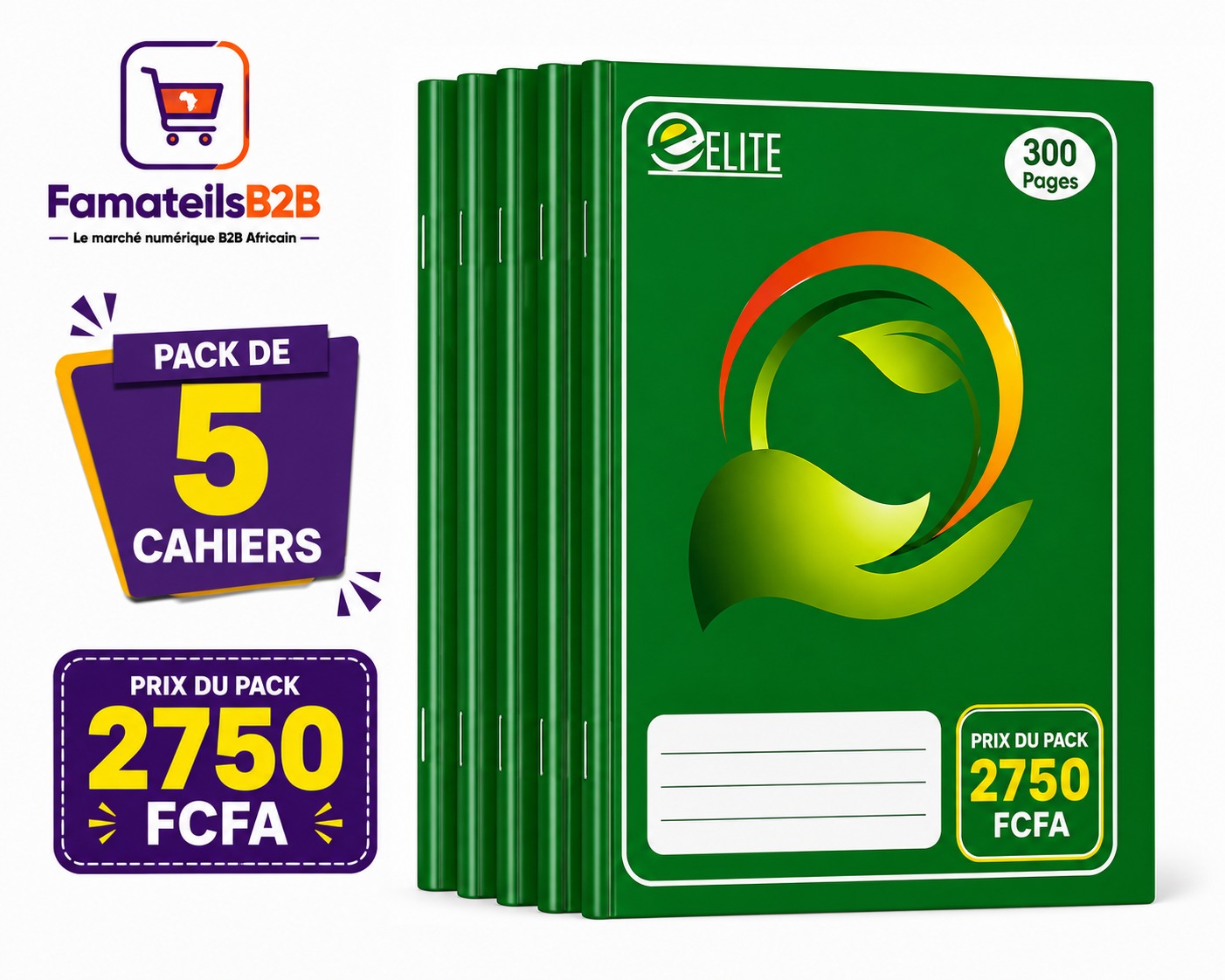 Pack de 5 Cahiers ELITE – 300 pages