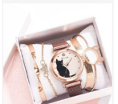 Women's Rose Gold Cat-Themed Watch & Bracelet Set – Cute & Chic