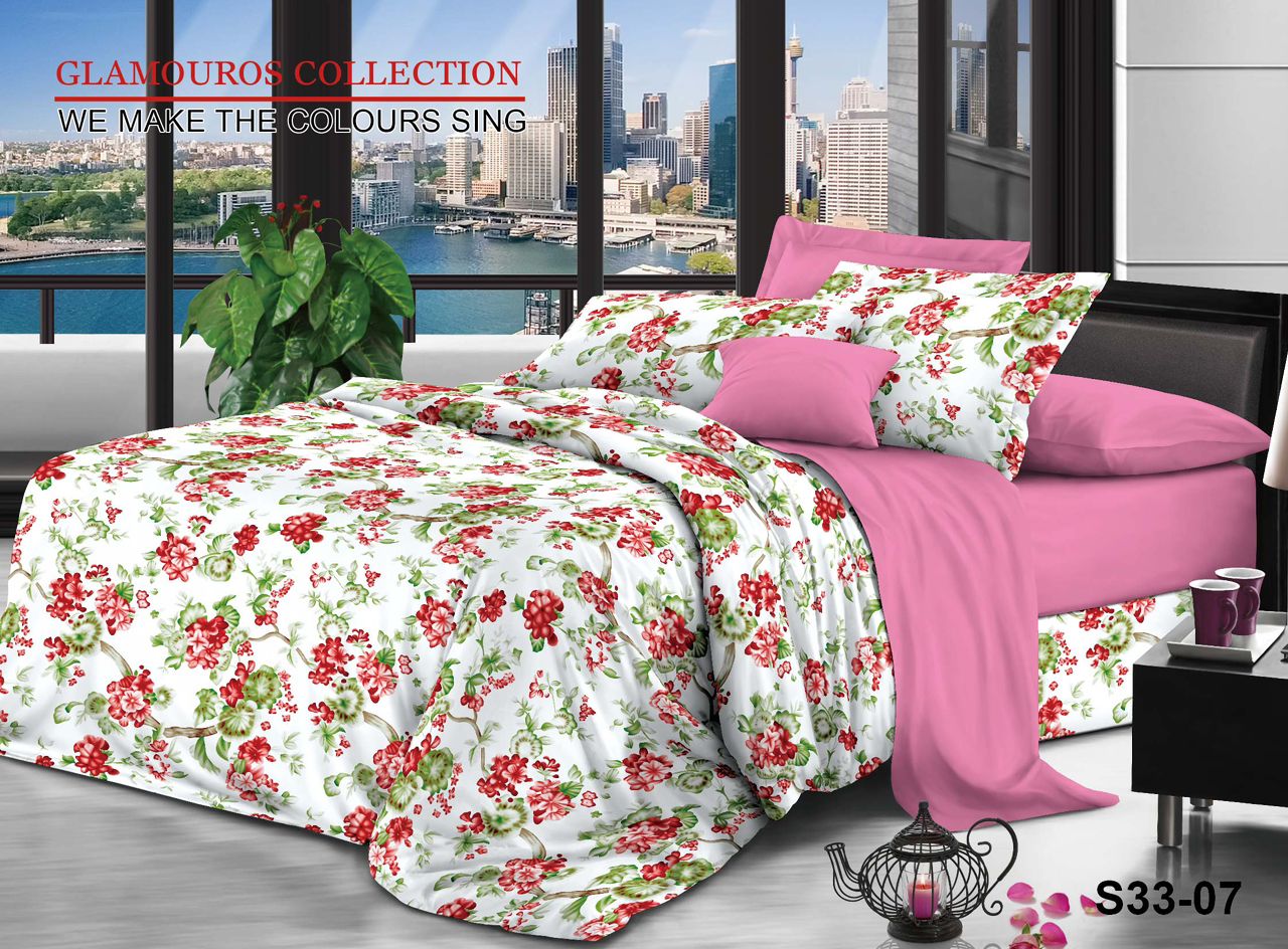 3-Piece Flat Sheets, 240 x 260 cm, 100% Cotton