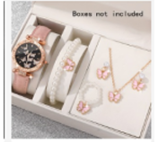 Women's Butterfly Watch & Jewelry Set – Pink & Gold