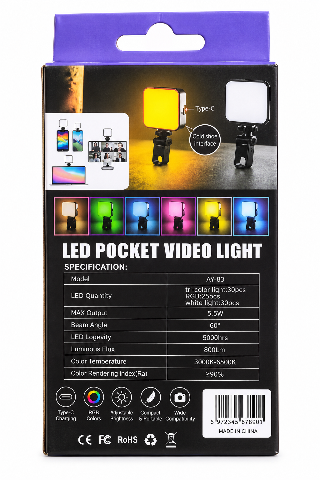 Lampe LED Pocket Video Light AY-83