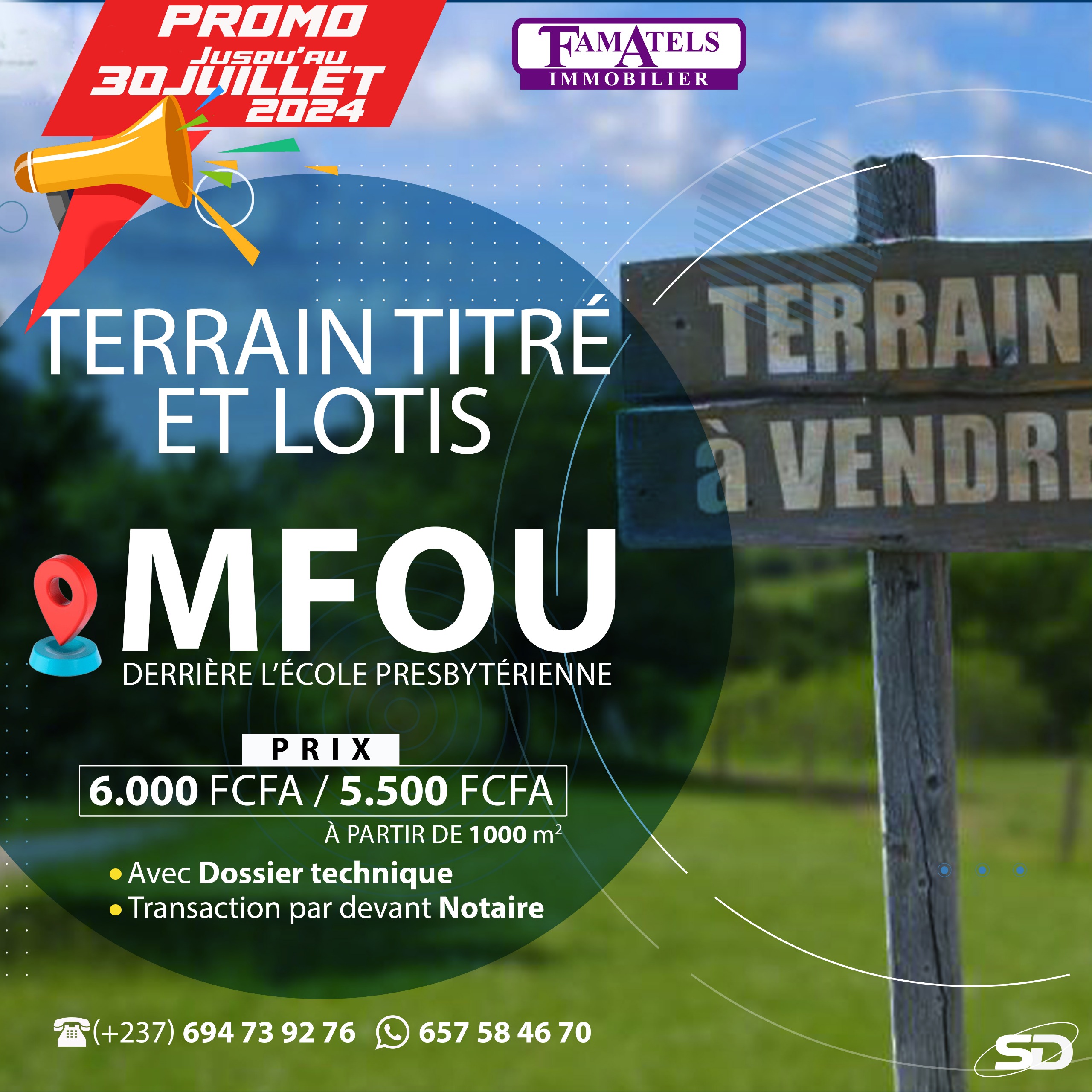 titled and subdivided land for sale in Yaoundé residential area