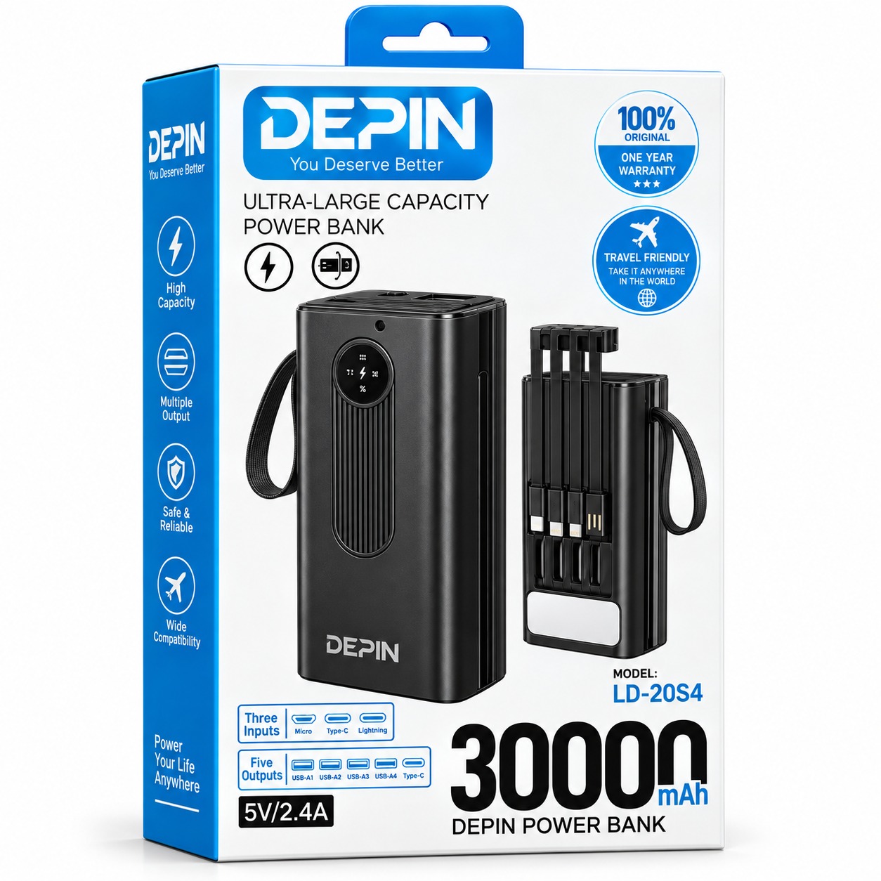 Power Bank DEPIN 30 000 mAh