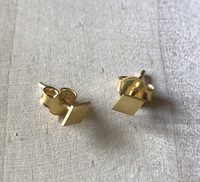 Gold Metal Diamond Sterling Silver Stud Earring, Every Day Wear Studs , 925 Silver Earrings, Minimalistic Jewelry