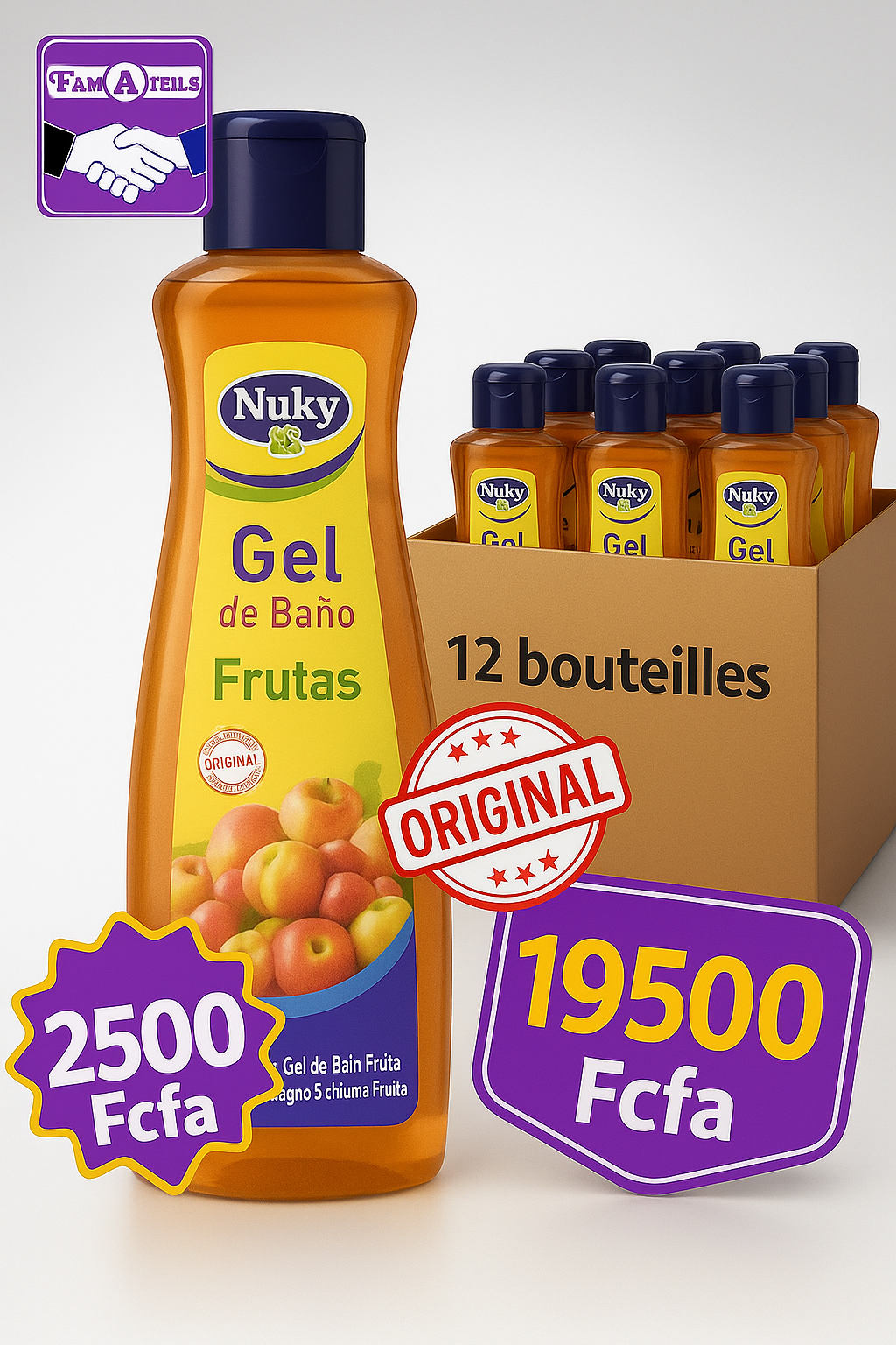 Gel de Bain Nuky – Fruits Carton de 12  (750 ml)