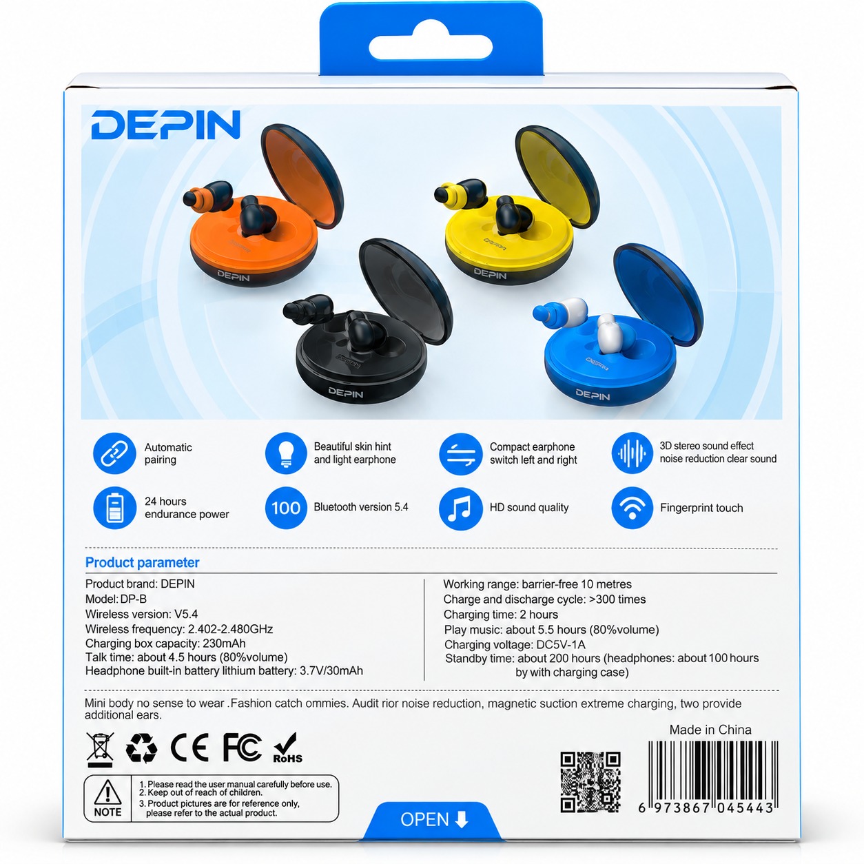 Écouteurs sans fil DEPIN DP-B – Bluetooth 5.4