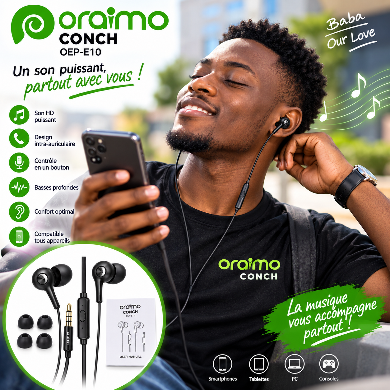 Écouteurs Oraimo Lite OEP-E10