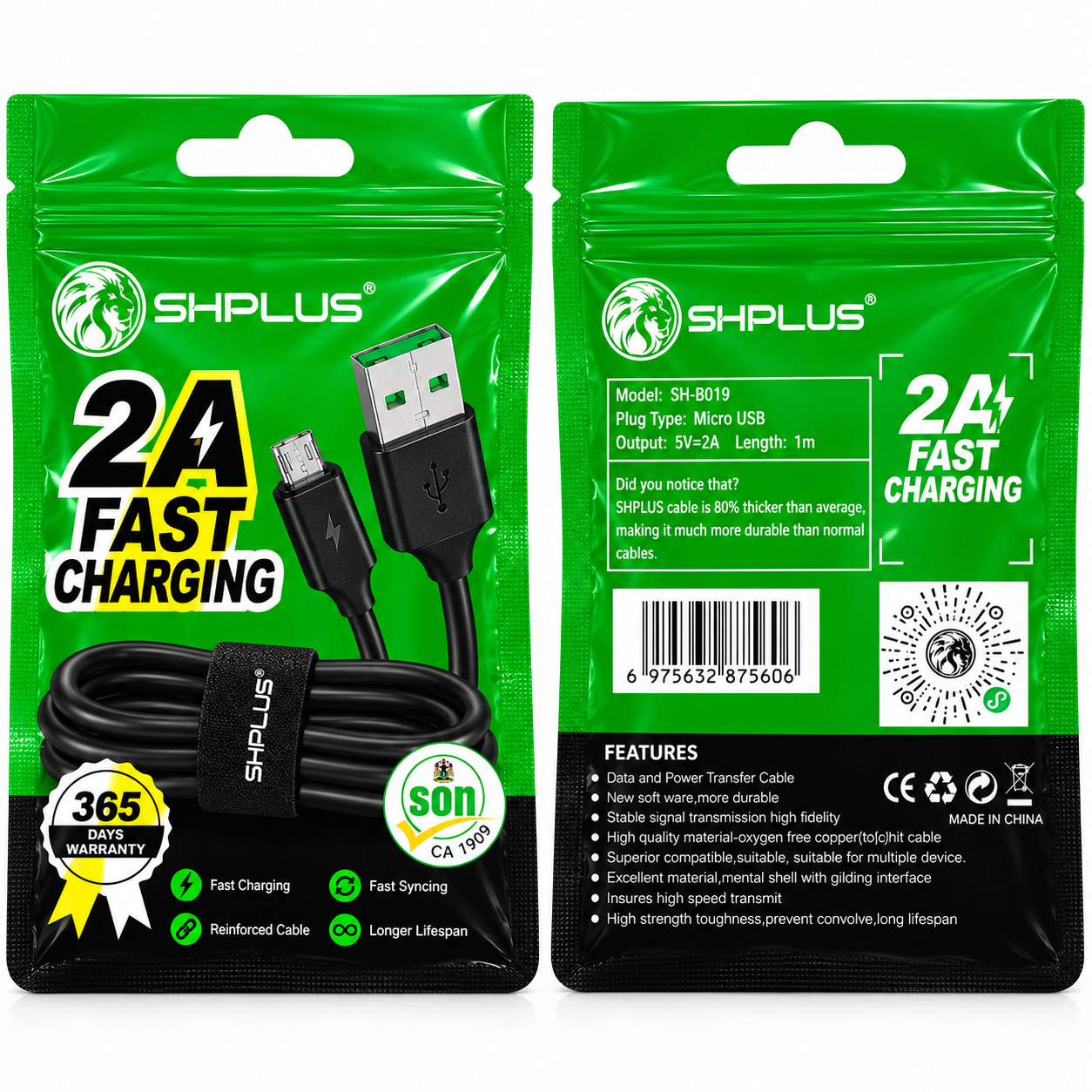 Câble android SHPLUS 2A Fast Charging