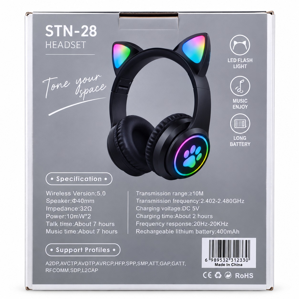 STN-28 – Casque Bluetooth LED RGB