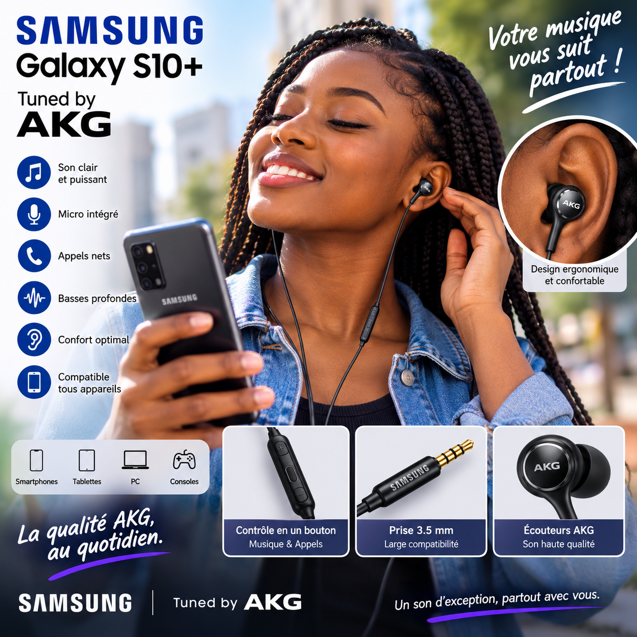 Écouteurs Samsung Galaxy S10+ AKG