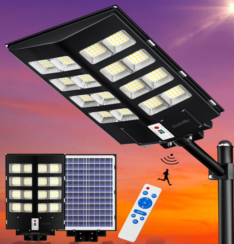 3000W Solar Outdoor Floor Lamp-300000LM Solar Light with Remote Control, 6500K Dusk to Dawn Waterproof IP67 Outdoor Solar Spotlight for Street Garage Public Lighting