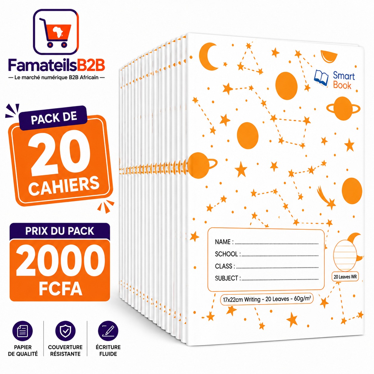 Pack de 20 Cahiers Smart Book – 20 feuilles
