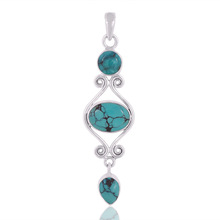 Indian Supplier AAA Quality Natural Turquoise Gemstone Sterling Silver Pendant Necklace