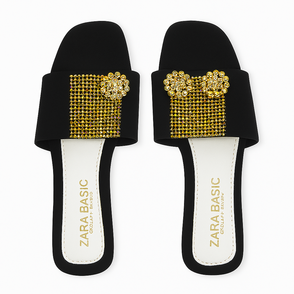 ZARA BASIC black slippers – Elegance & Shine