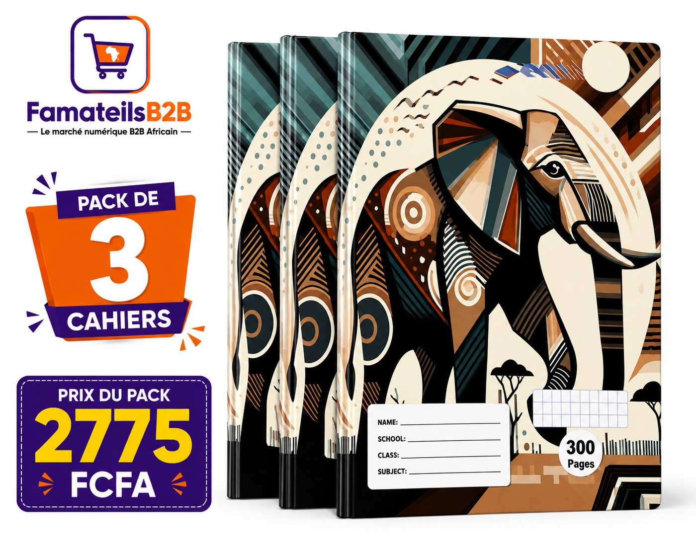 Pack de 3 Cahiers – 300 pages