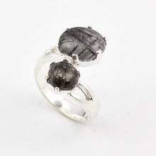 Wholesale 925 Sterling Silver Black Rutile Handmade Ring