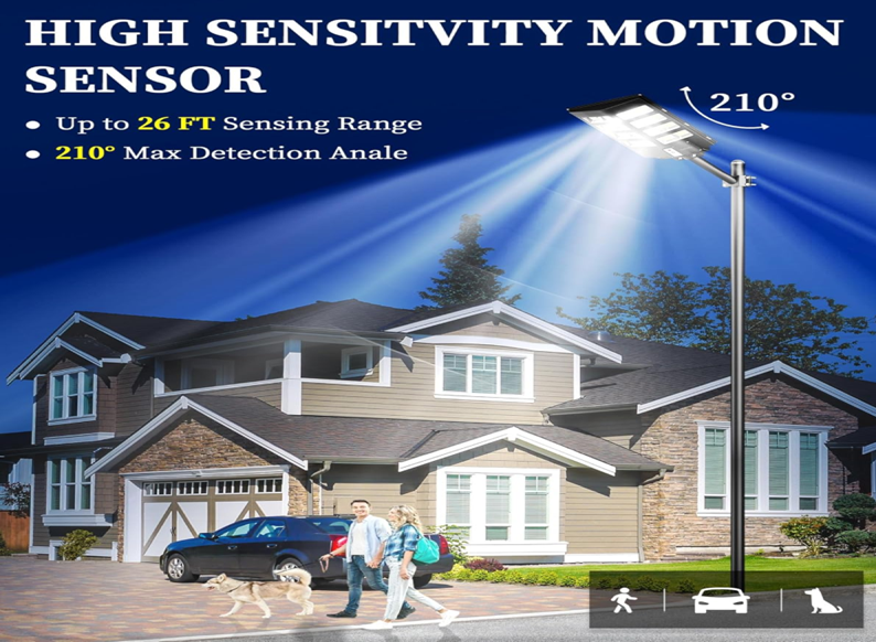 3000W Solar Outdoor Floor Lamp-300000LM Solar Light with Remote Control, 6500K Dusk to Dawn Waterproof IP67 Outdoor Solar Spotlight for Street Garage Public Lighting
